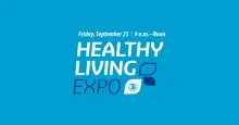 Graphic: Healthy Living Expo, Friday, September 25, 9 a.m.–Noon. UN logo.