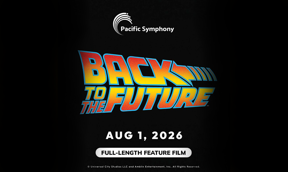 Graphic: Pacific Symphony presents Back to the Future movie logo. Aug 1, 2026, full feature.