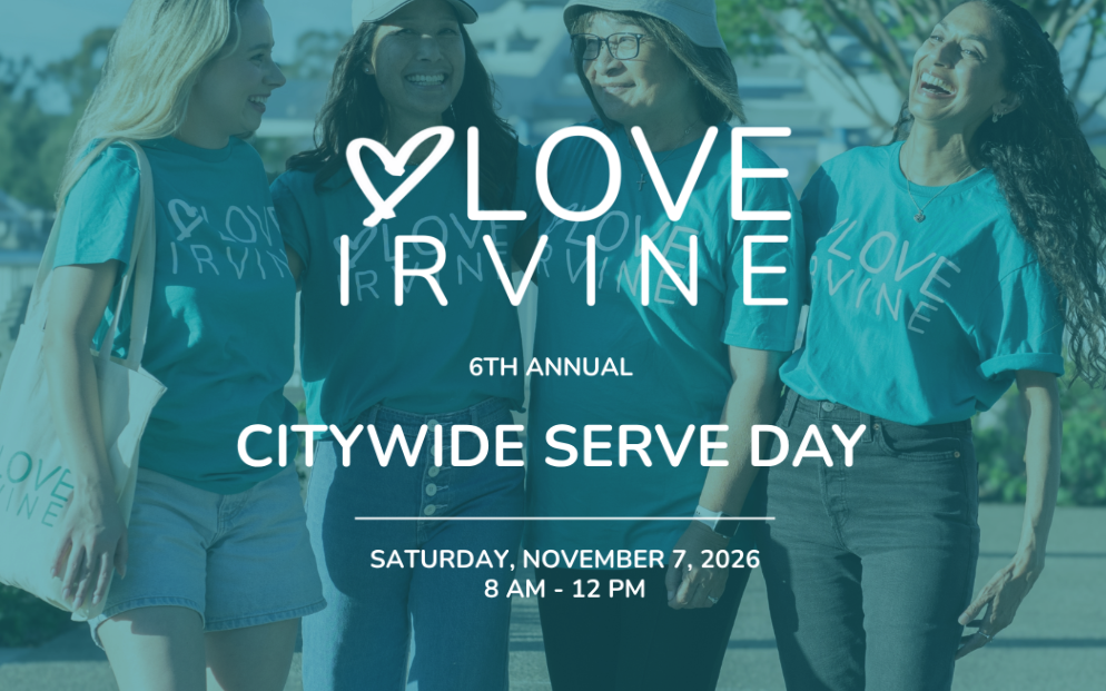 Graphic: Smiling women in teal shirts with 'Love Irvine' logo.