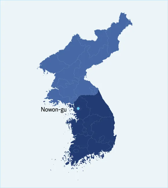 Map of Korea with Nowon-gu identified