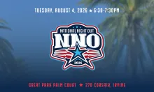 NNO 2026 graphic with a star and stripes logo, against a blurred blue sky and palm trees.
