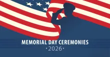 Graphic: Soldier saluting an American flag.