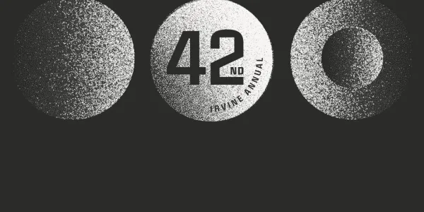 Graphic poster: 42nd Irvine Annual Juried Exhibition, July 11-September 5.