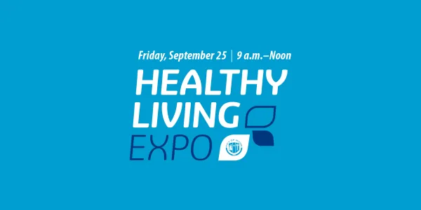 Graphic: Healthy Living Expo, Friday, September 25, 9 a.m.–Noon. UN logo.