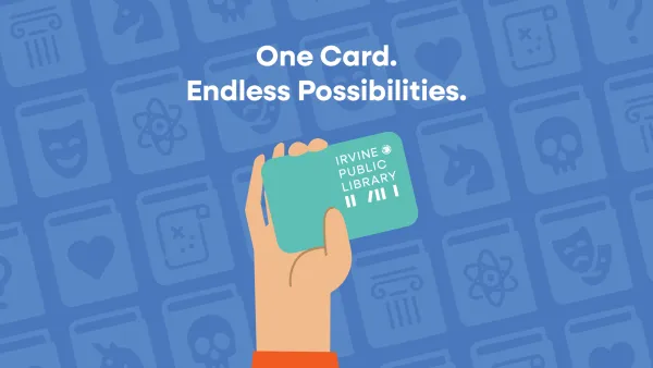 Graphic: Hand holds a teal library card for Boone Public Library, surrounded by genre icons.