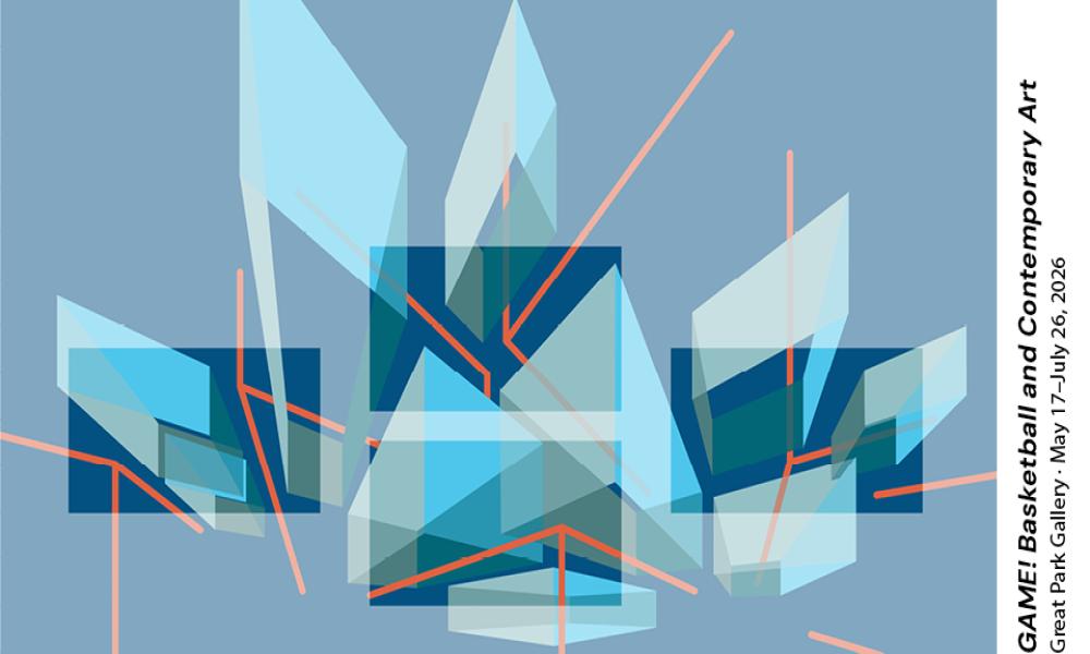 Graphic of blue and green painted basketball court
