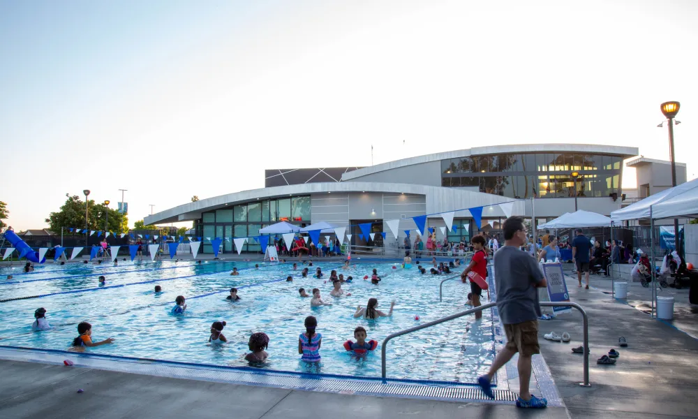 People in a swimming pool. 
