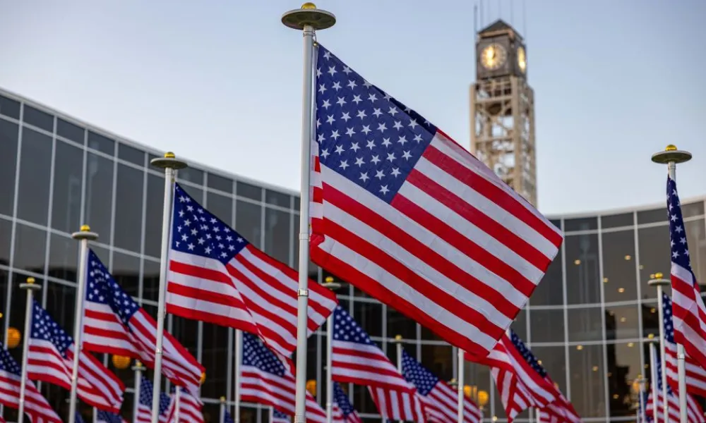 Flags in front of City Hall