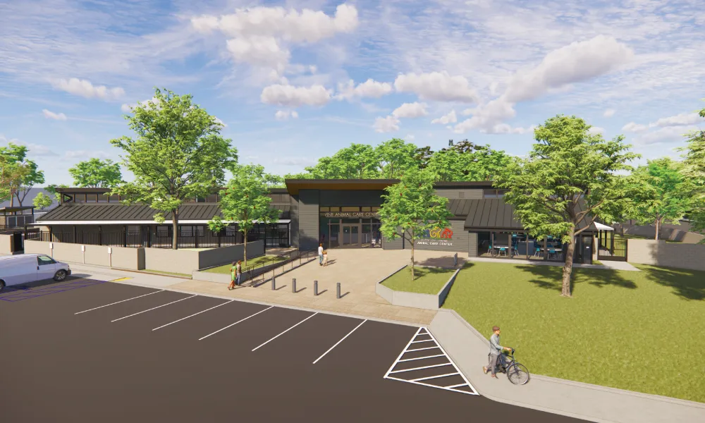 Rendering of the front of the Irvine Animal Care Center 