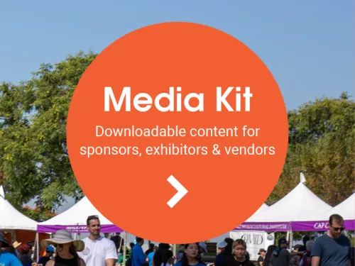 "Media Kit" button over Crowd at a sunny outdoor festival