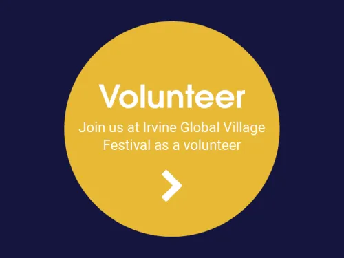 Yellow "Volunteer" button with a blue background