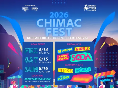 Graphic poster for 2026 CHIMAC FEST Korean Fried Chicken &amp; Beer Festival.
