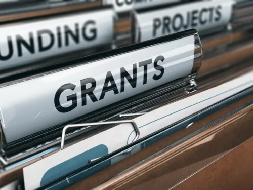 Tabs for funding, projects, and grants